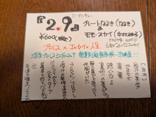 【プロレス×人生×エッセイのZINE】2.9（二ーテンキュー） photo 3